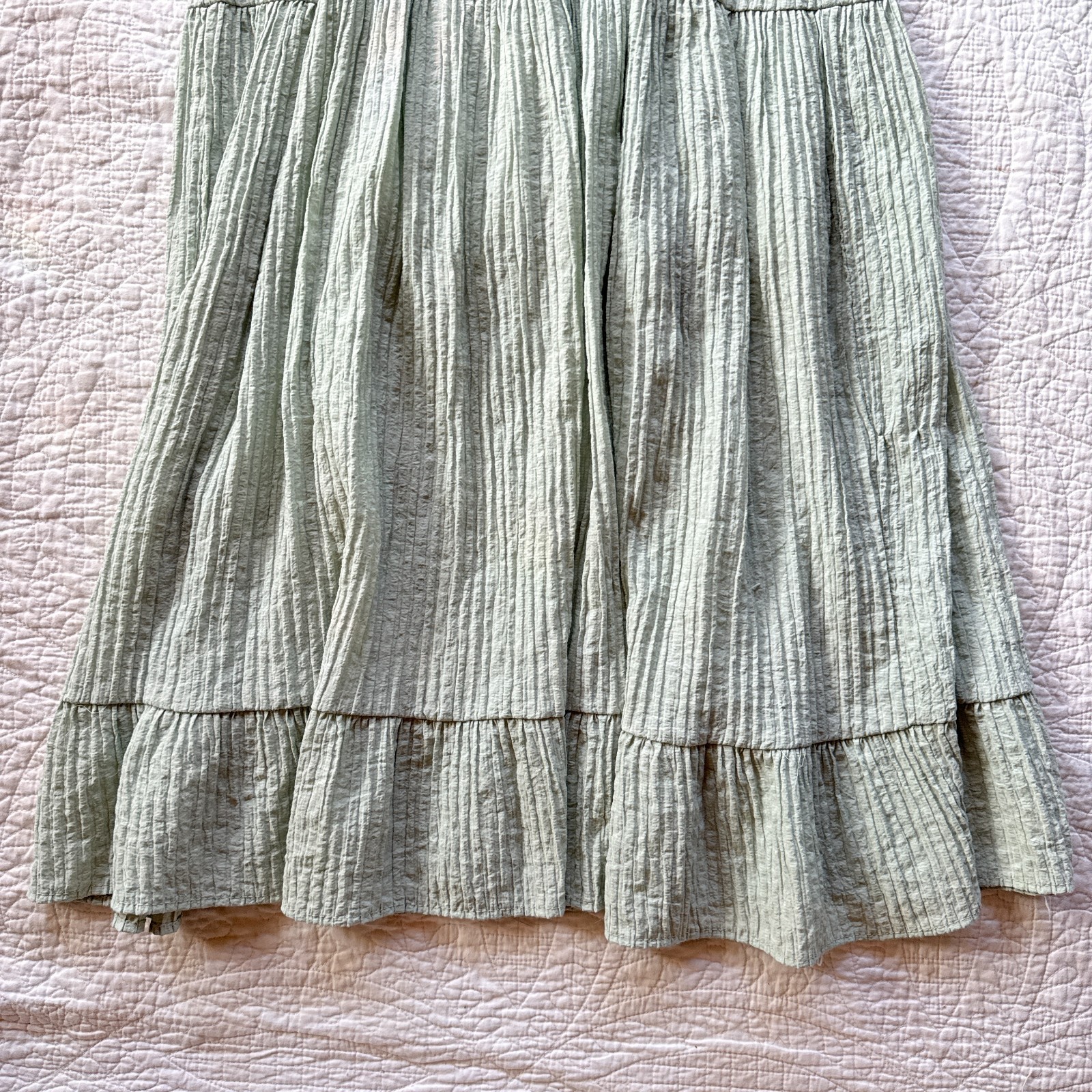 By The River Sage Green Tiered Midi Dress Size S Cottagecore Prairie Regencycore