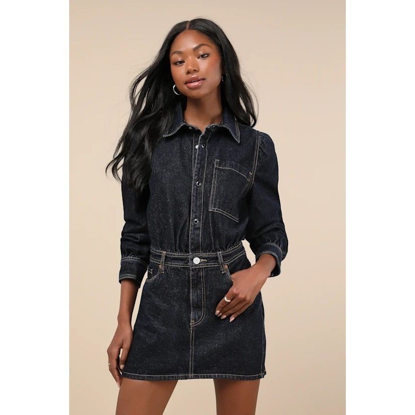 Blank NYC Dark wash Indigo Denim Mini Dress Large