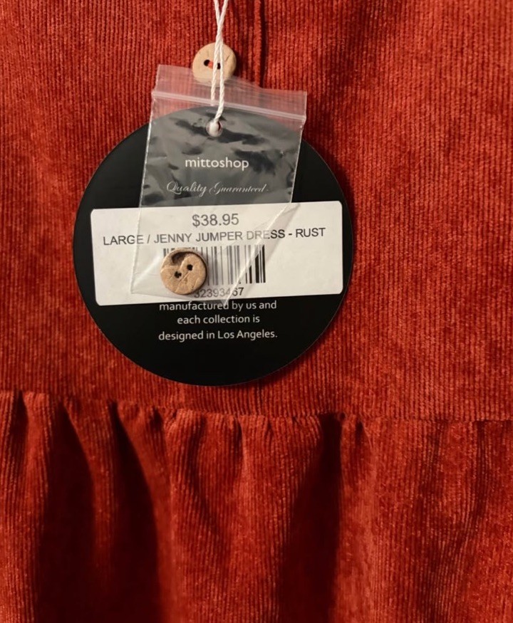 Mittoshop Large Lightweight Corduroy Style Tank Dress Large