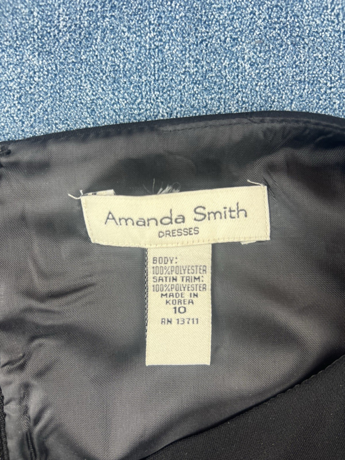 Amanda Smith Y2K Black Sheath Shift Dress Black Satin Trim Women’s Size 10