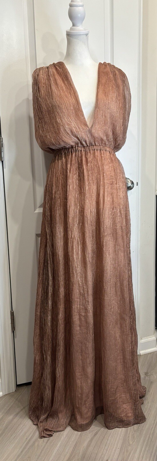 BOBI BLACK (Revolve) Formal Maxi Dress XS Double V-neck Boho Flowy Feminine