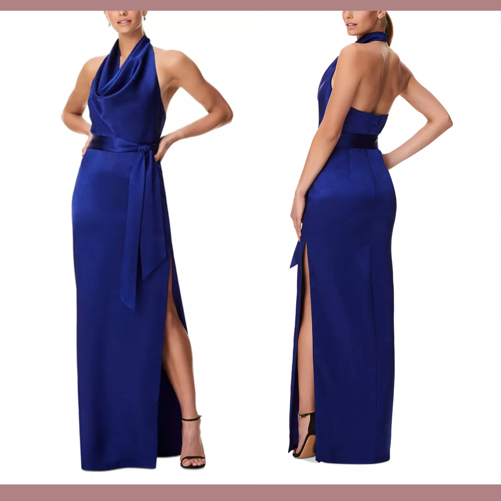 NWD Aidan by Aidan Mattox [ 6 ] Satin Cowl Neck Gown in Royal Sapphire #G1212