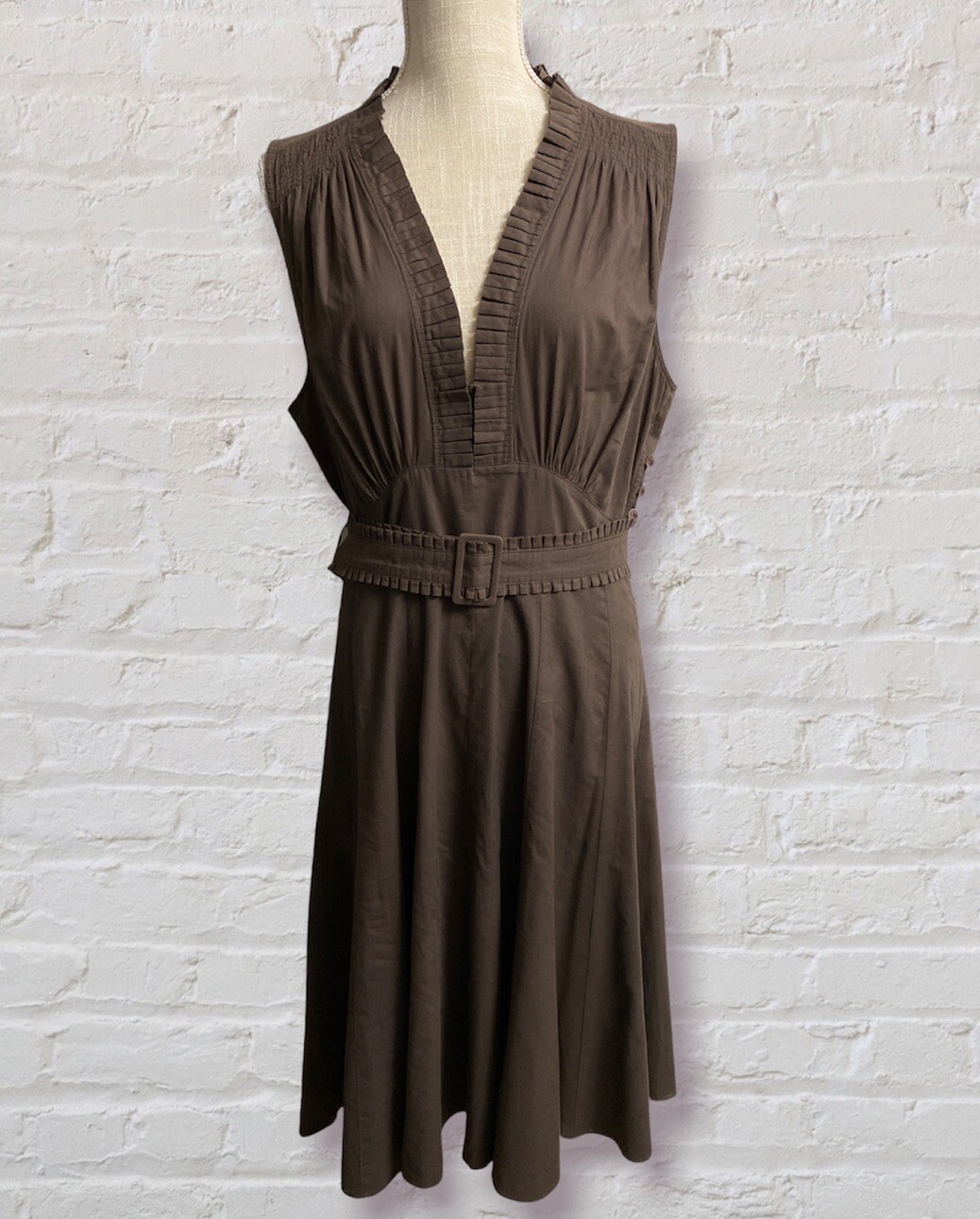 Scanlan & Theodore Womens Cotton Sleeveless Brown Lined Dress Size 12