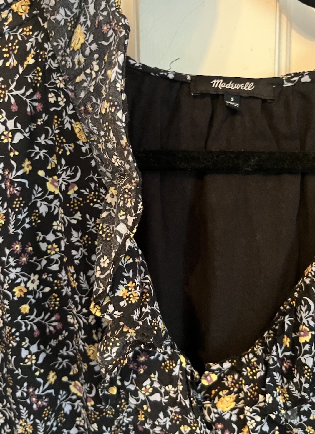 Madewell Ruffle Button-Front Trapeze Dress S Folkmagic Floral Style NA260