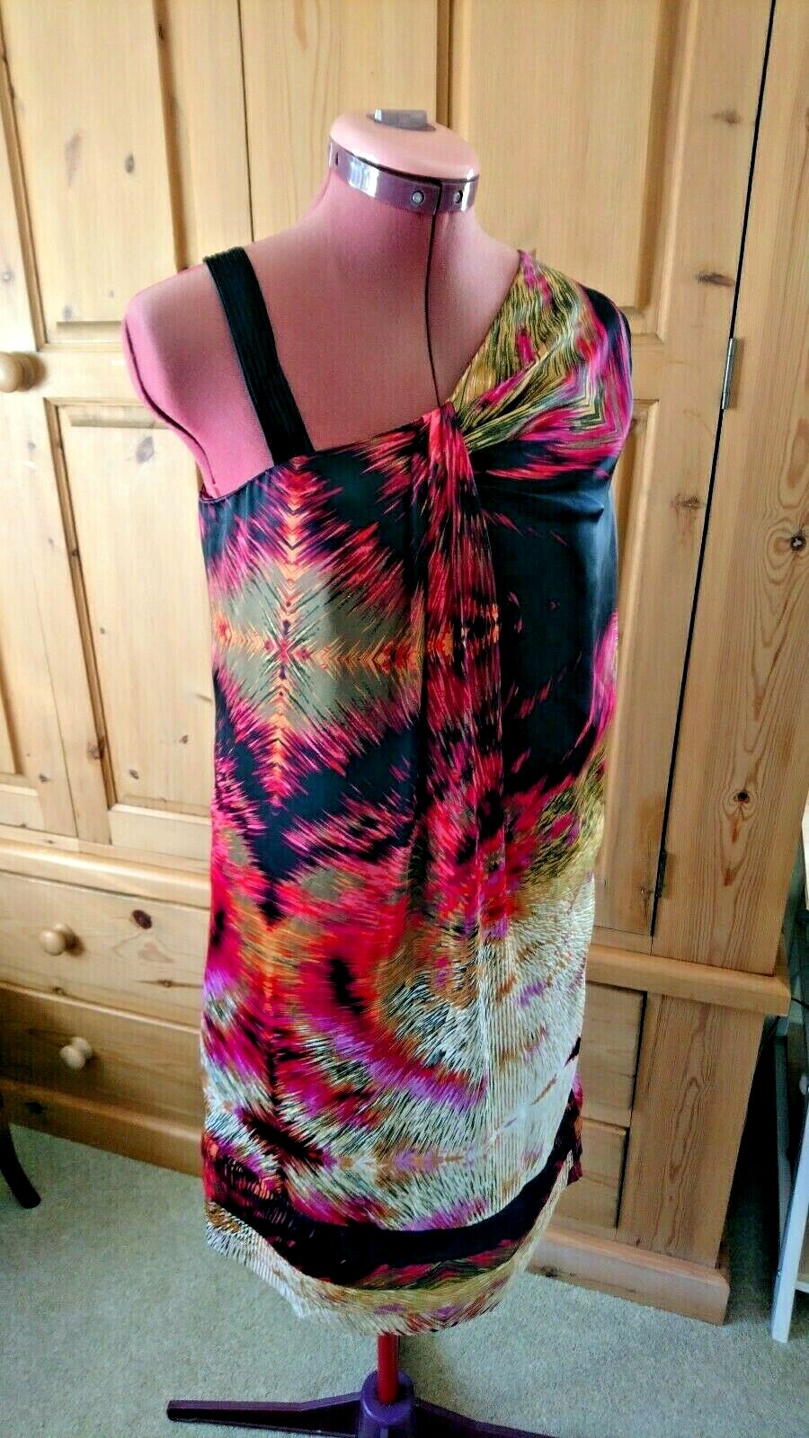 JASPER CONRAN-DESIGNER DRAPE & PLEAT DETAIL SHIFT DRESS-LINED-WORN ONCE-12.