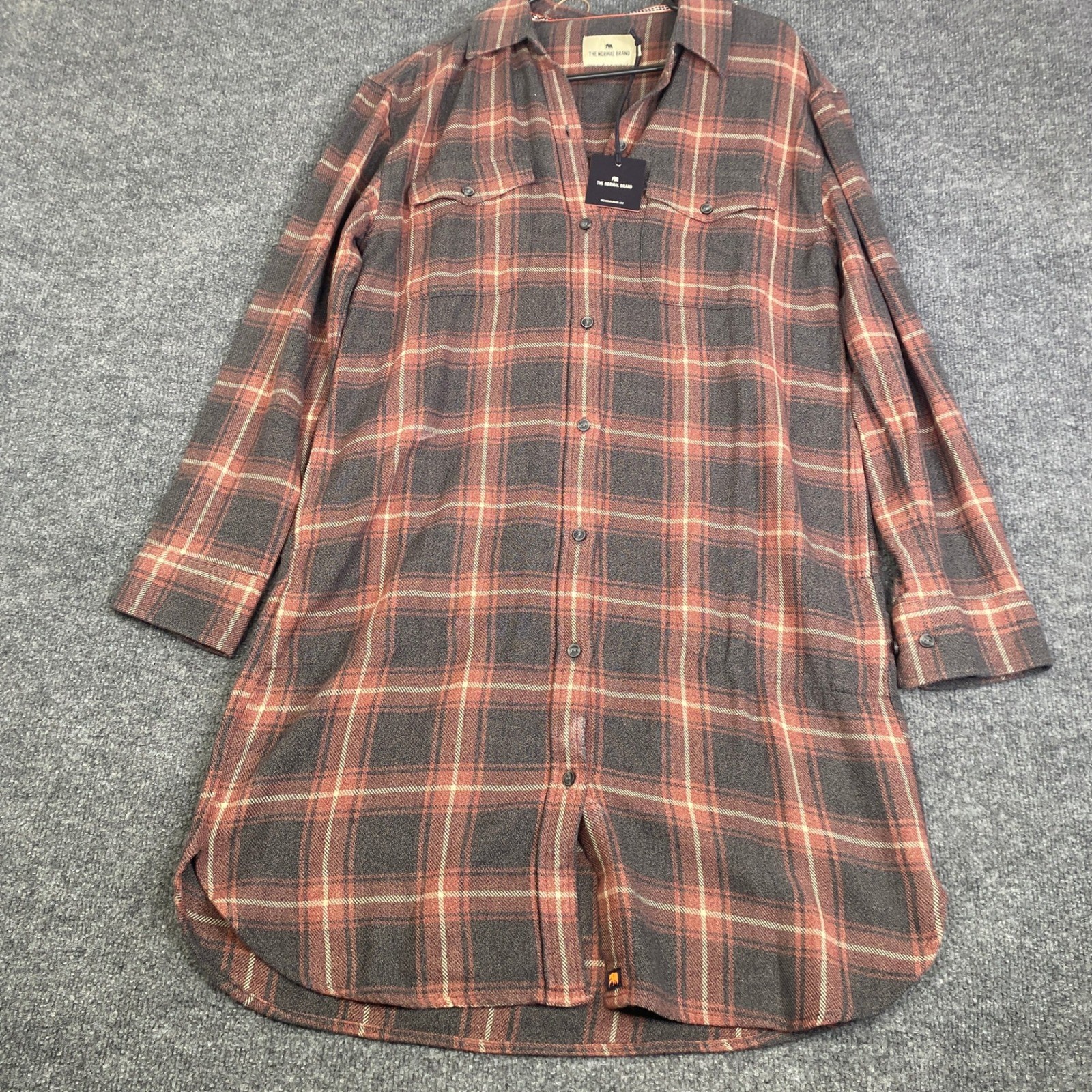 The Normal Brand Mountain Shirt Dress Shadow Plaid Flannel F2VMNTDRSHP2 Medium