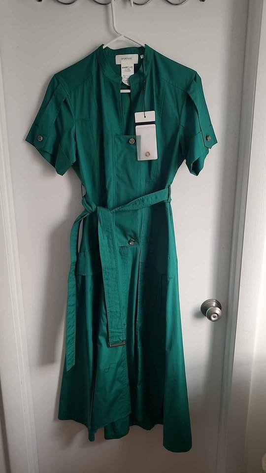 Sportmax (Max Mara) Belted Cotton Midi Dress — Size US 6 / EU 36 — NWT