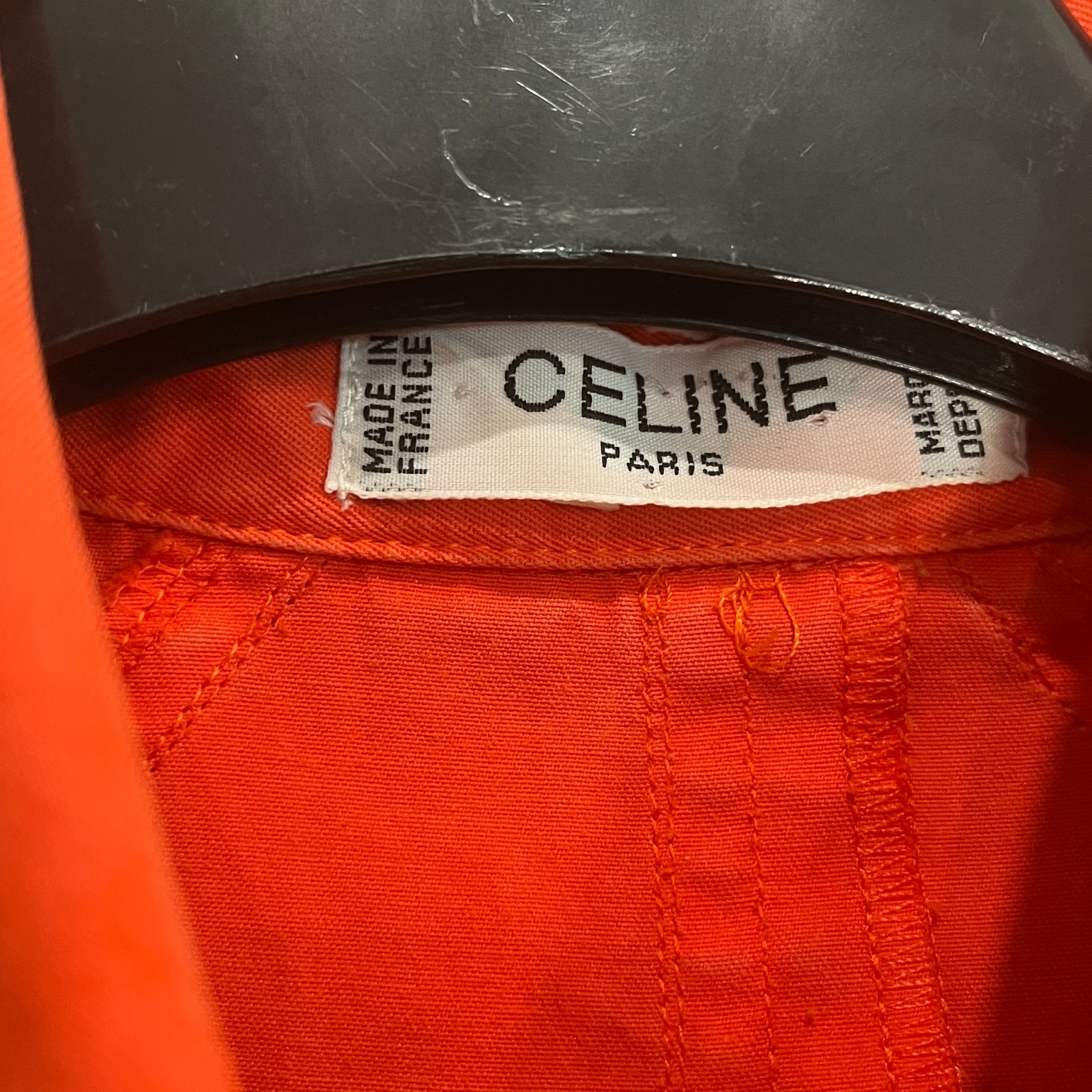CELINE Vintage Orange Snap Button Shirt Dress womens 40 US 8