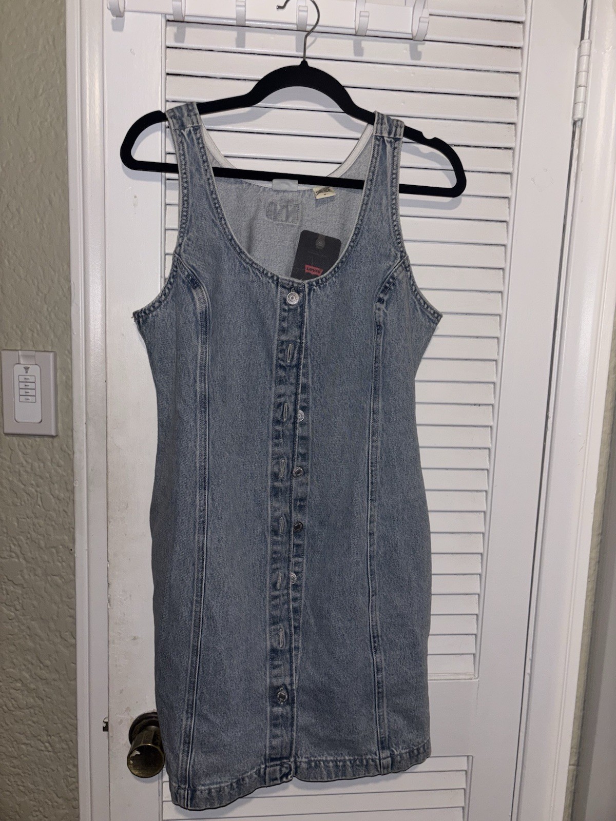 NEW MEDIUM Levi’s Tuli Denim Mini Dress 100% Cotton Pockets NWT Slim Fit LEVI