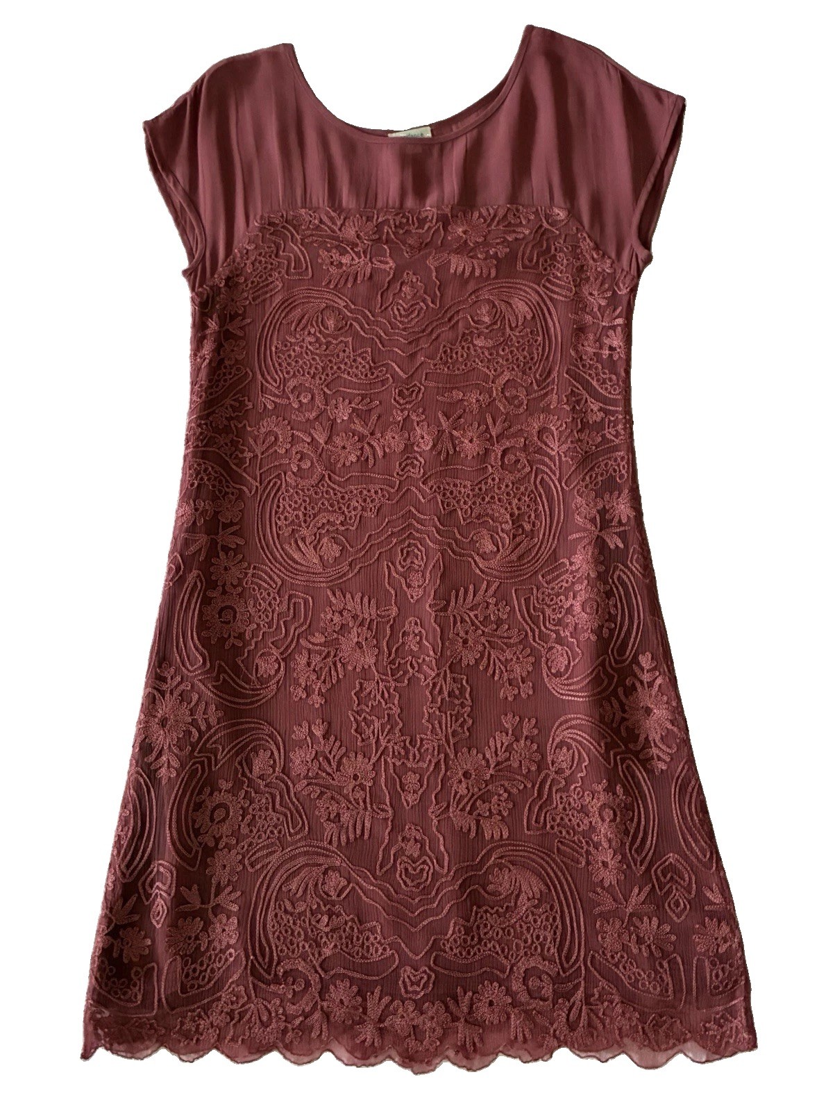 Sundance Lillian Rose Pink Dress Embroidered Soutache Lace Boho Shift S