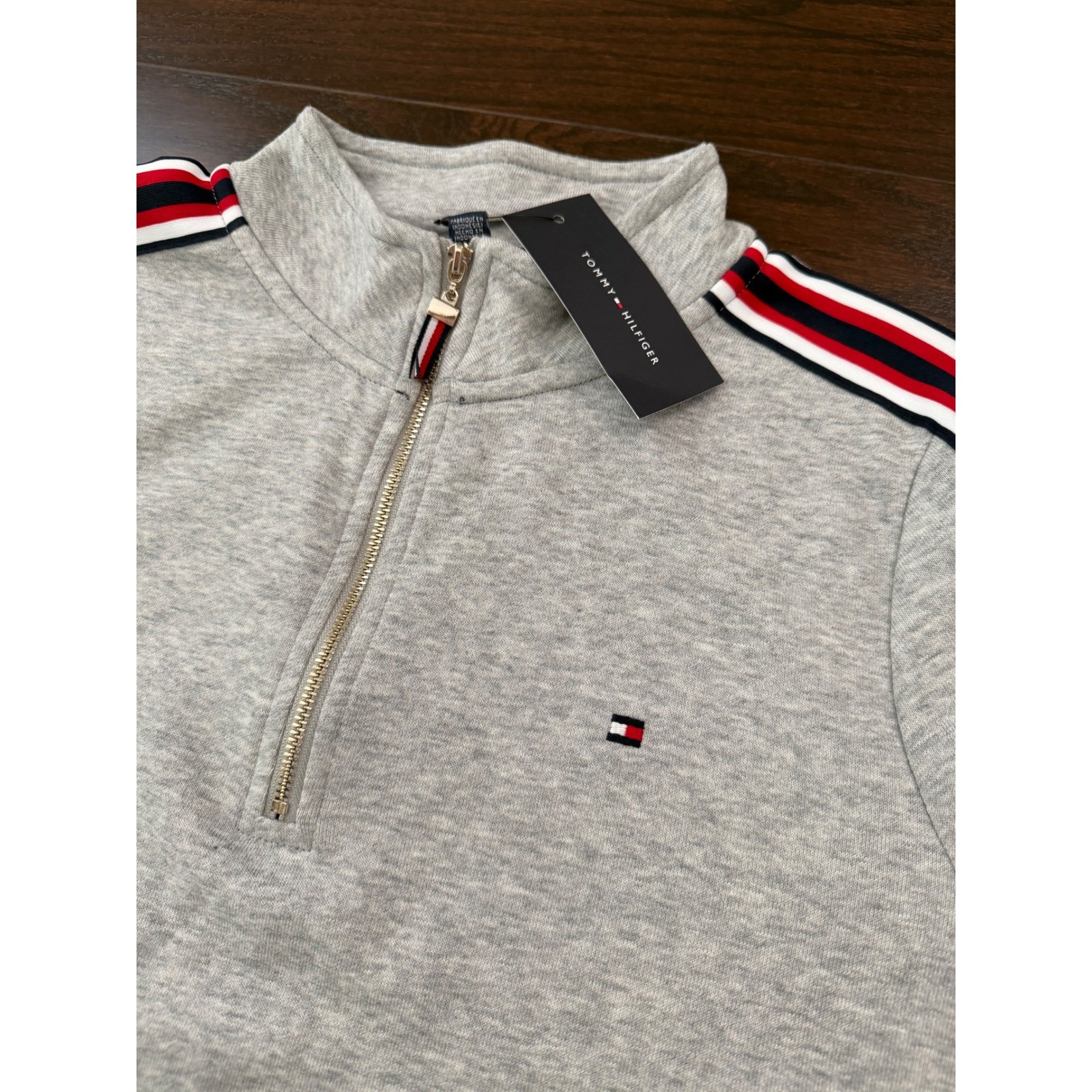 Tommy Hilfiger Womens Heather Gray Quarter Zip Sweatshirt Dress A1GK1KTA Medium