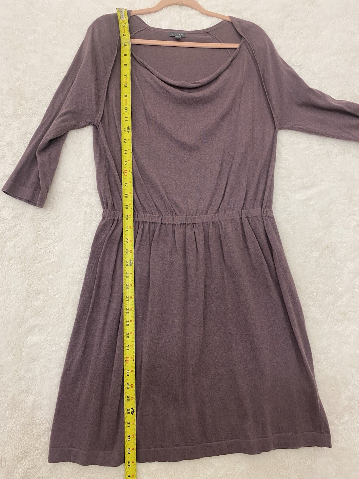 Lilla P Womens Draped Neck Cashmere Blend Mini Sweater Dress Size Large $198