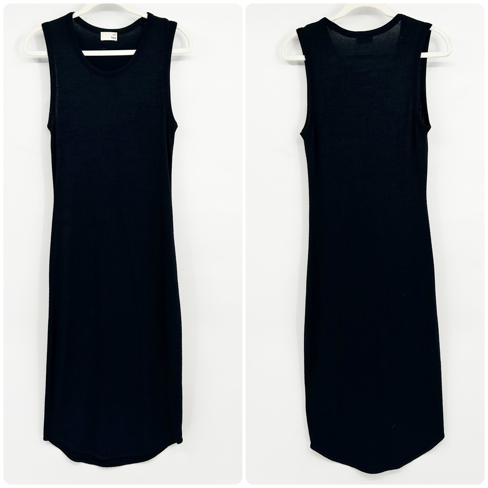 Wilfred Free Aritzia Womens Black Knit Minimalist Bodycon Bruni Midi Dress M