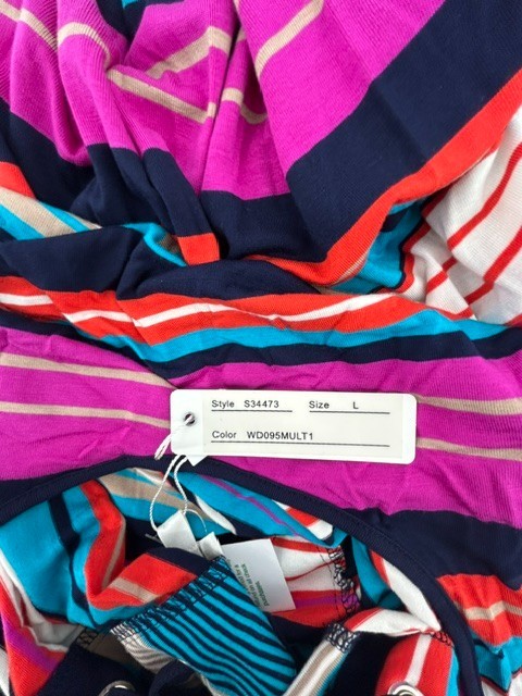 Spense Multi-colored Striped Knit Dress Size Large Lace-up Grommet Neckline