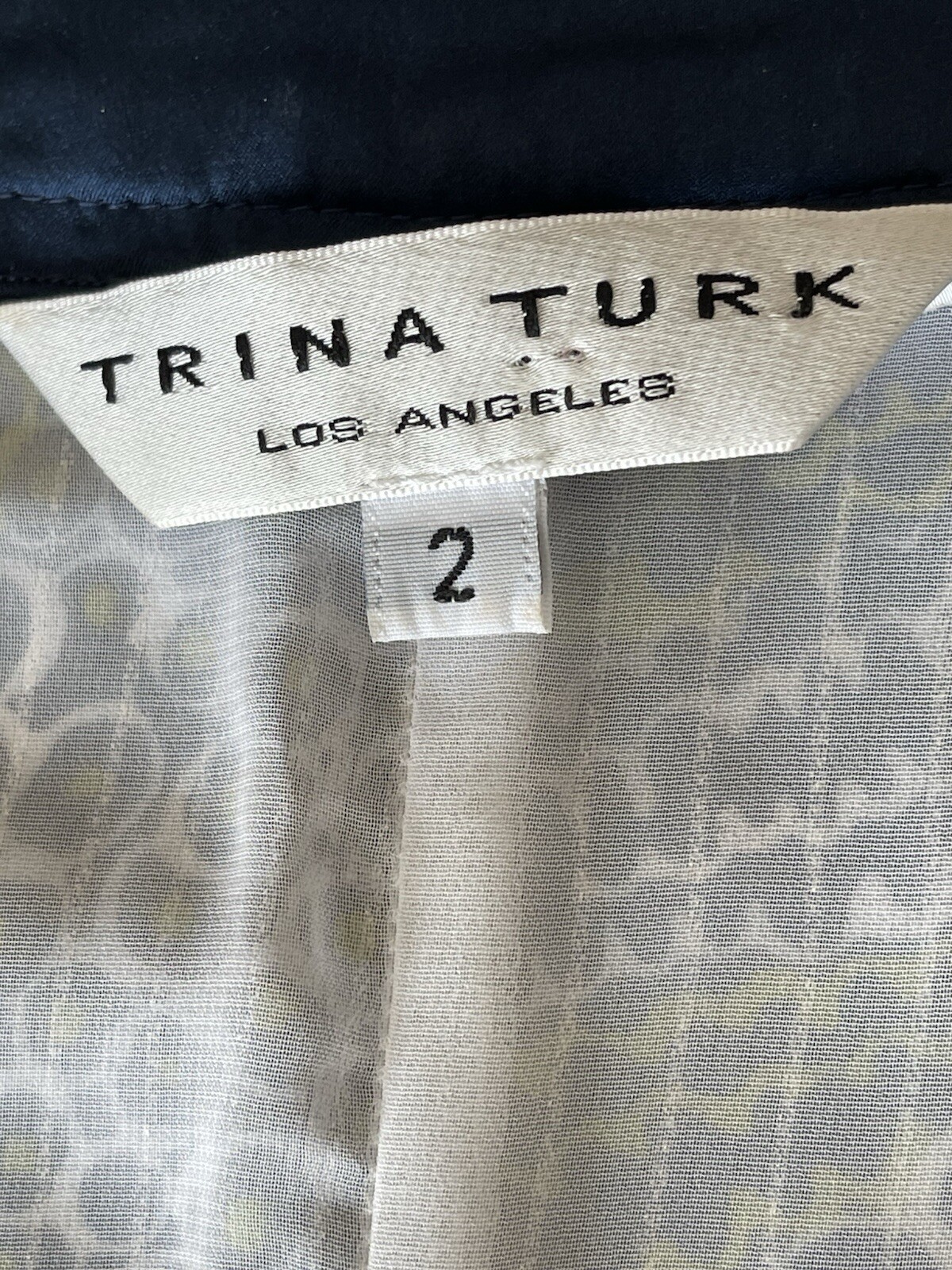 Trina Turk Blue Green Print Metallic Brocade Sleeveless Cotton Mini Dress size 2