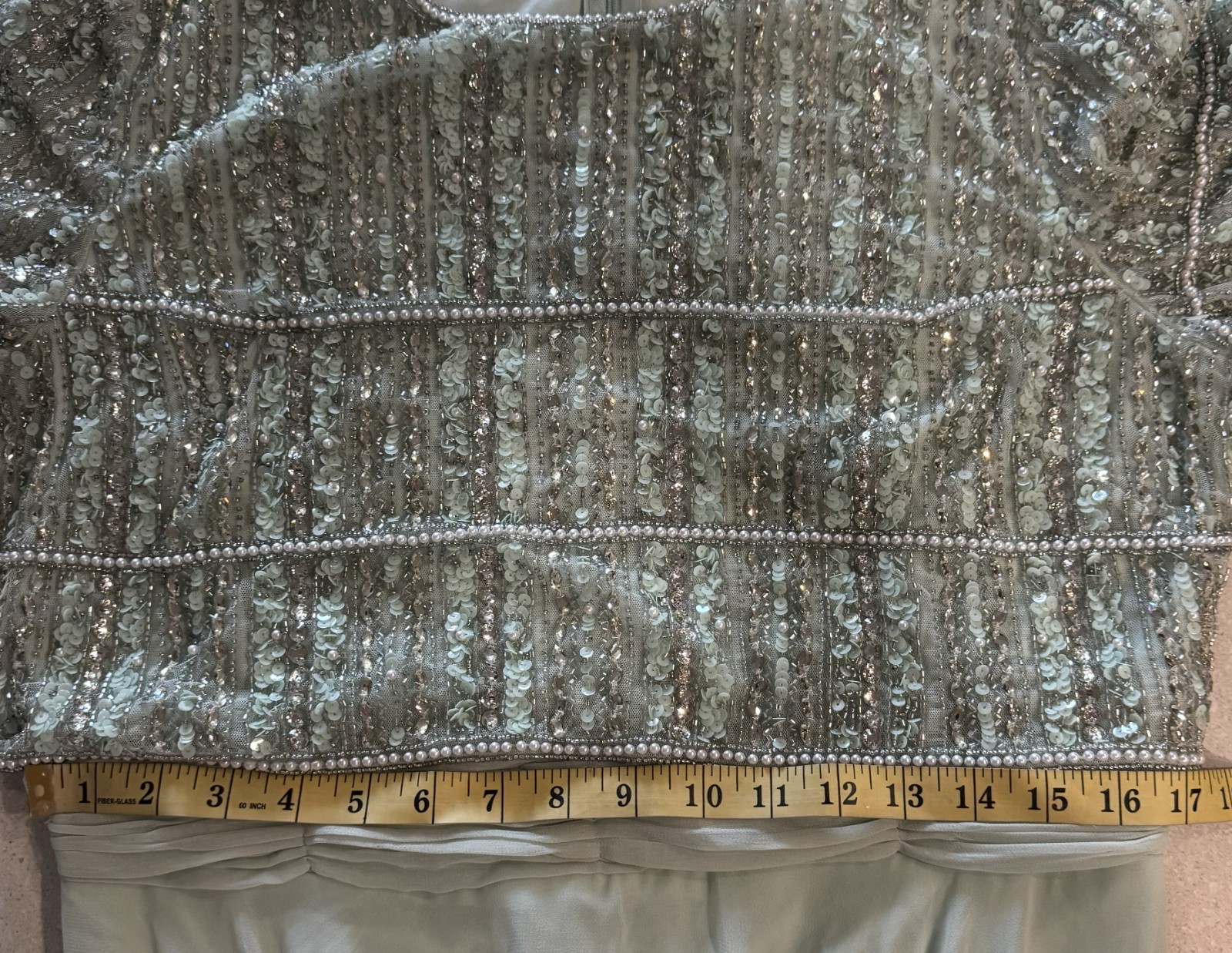 Mac Duggal 9180 Fully Beaded 3/4 Sleeves Top Chiffon Gown- Size 12 (LK#1146 A)