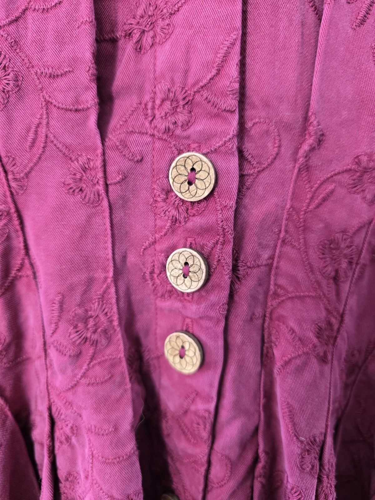 Soft Surroundings Embroidered SS Short Sleeve Tencel Midi Shirtdress Rich Berry