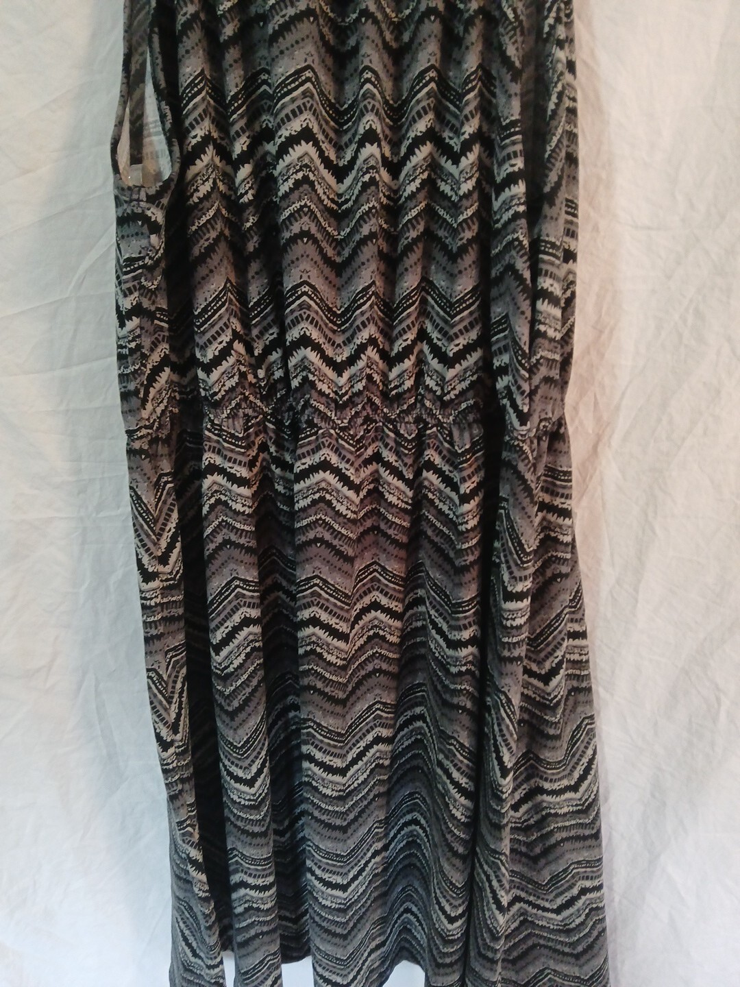 Sheila Rose Chevron Sun Dress Black-Grays Zig-Zag Womens Xlg Elastic Waist