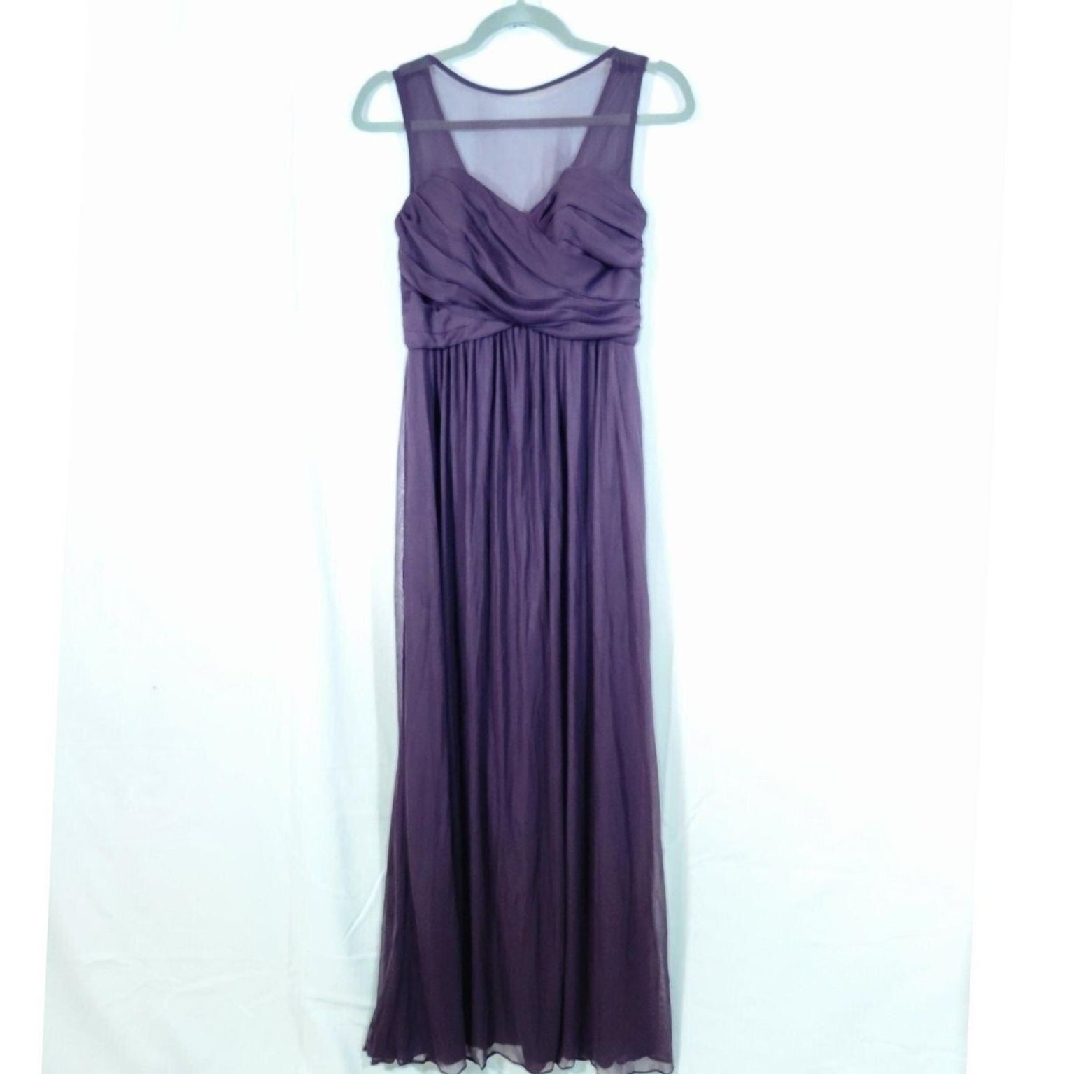 David’s Bridal Size 8 Eggplant Mesh Illusion Sweetheart Long Formal Gown