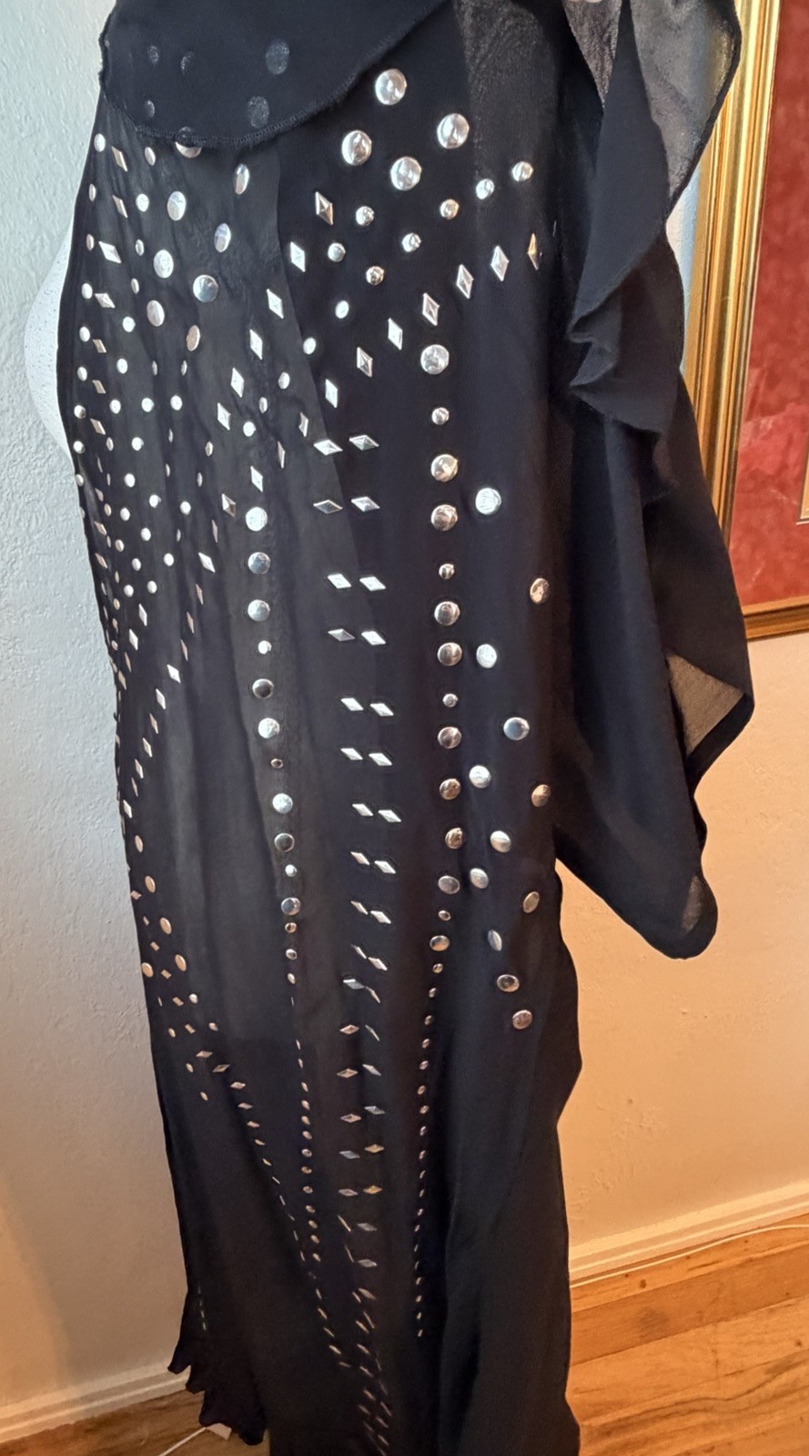 33- Free People Studded Duster Kimono Black NWT Sheer Cardigan Boho Cover Up