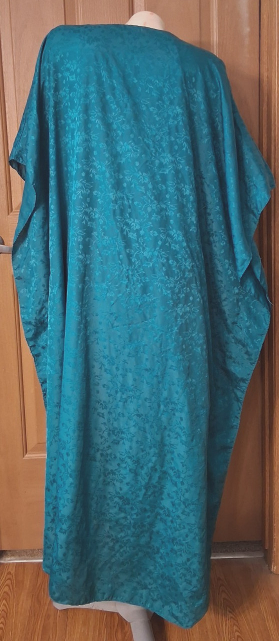 Sante’ Classics Blue-Green Brocade Caftan Embroidered and Beaded One Size