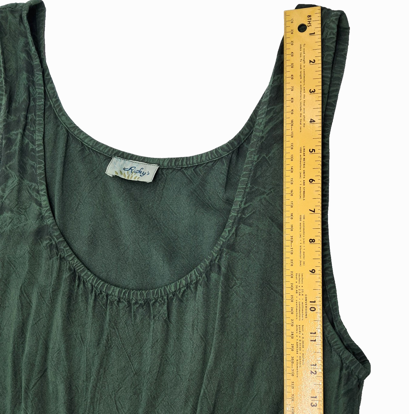 Forest Fairy Boho Dress One Size Festival Dark Green Embroidered Gypsy Indie Y2K