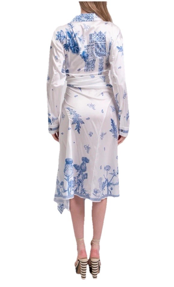 $1100 NWT CEDRIC CHARLIER Asymmetric Shirt Dress IT40 US4 UK8 S Made in Italy