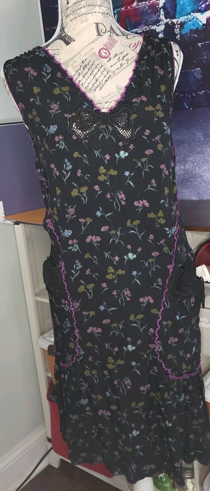 Coach 1941 Black Wildflower Dress With Bows Bowdress Size 4 GUC