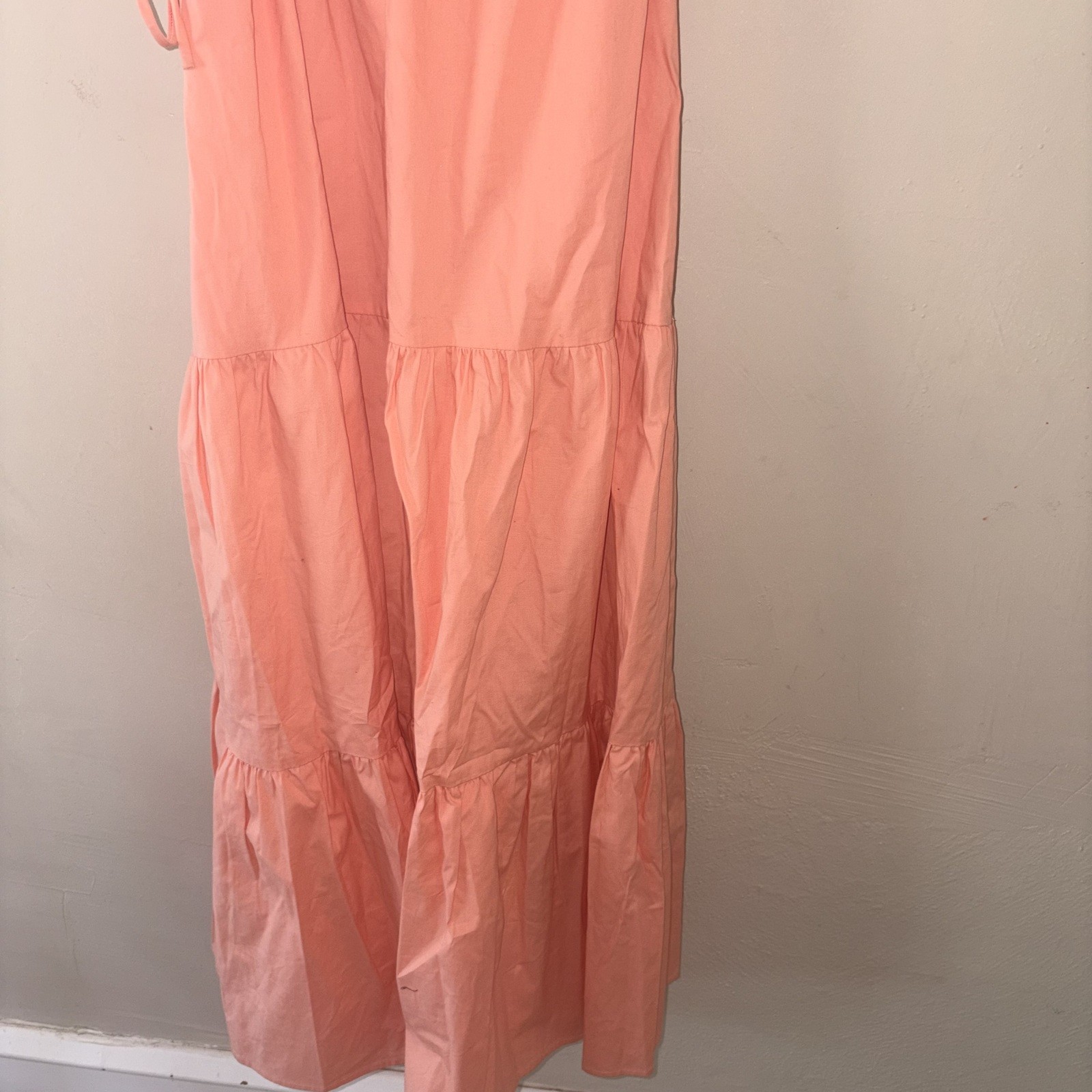 WAYF One-Shoulder Tiered Maxi Dress – Peach Cutout Waist – Size Medium – NWT