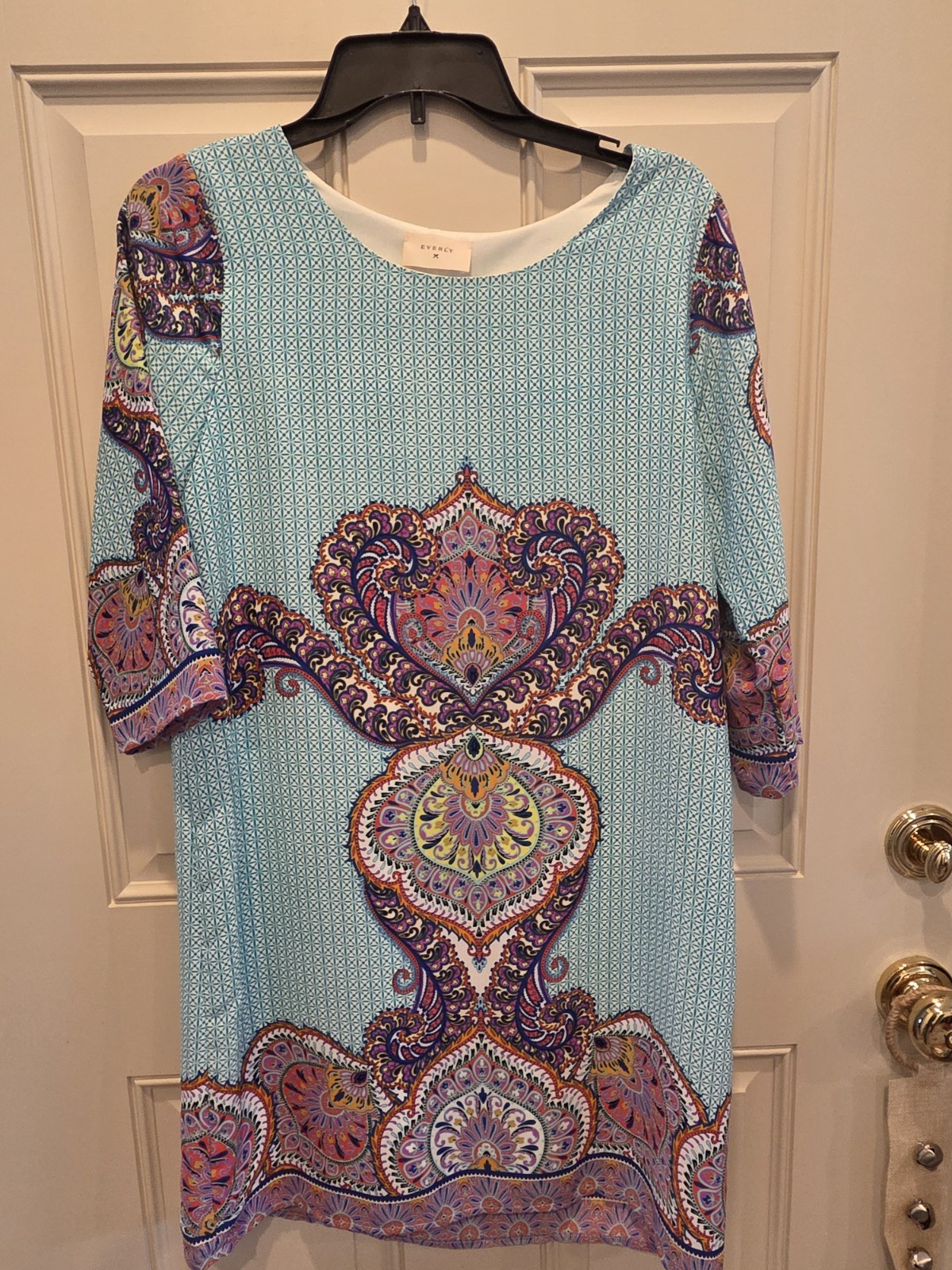 Everly Dress Medium, Spring Summer Floral Paisley Easter Pastels Light Airy