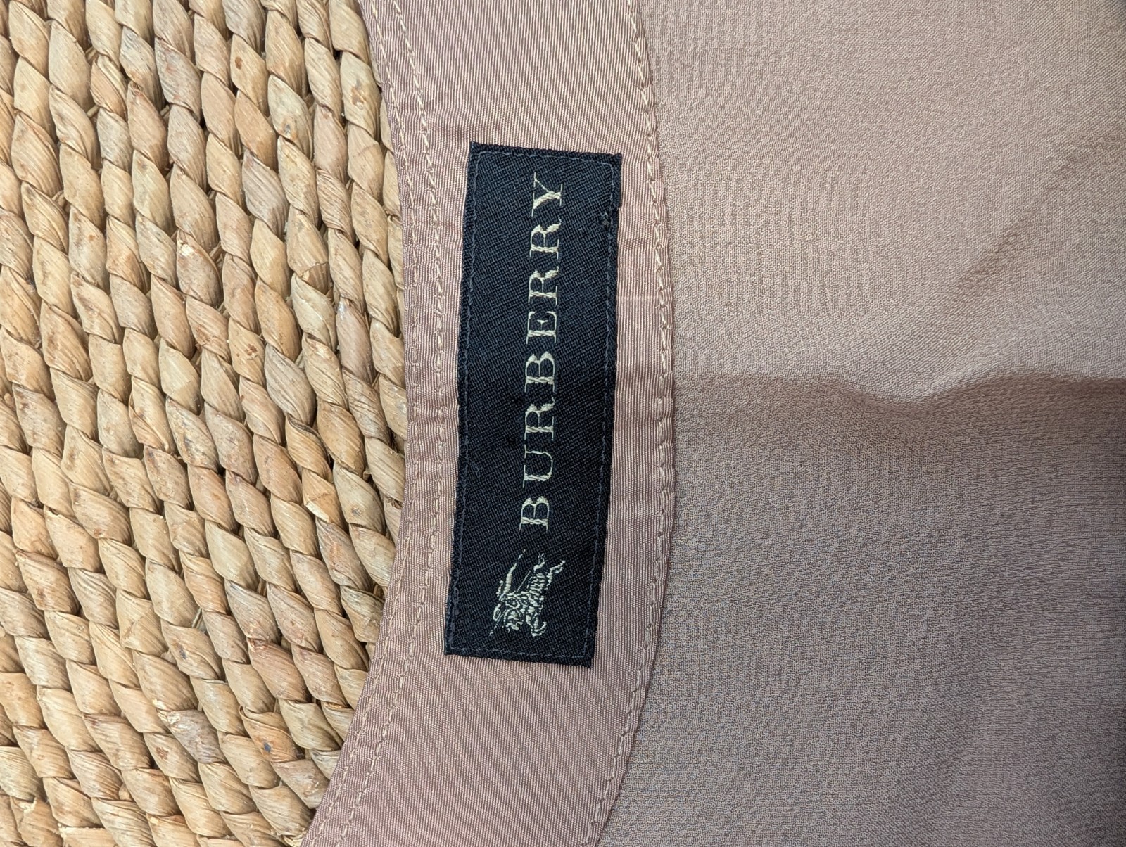 Burberry Silk Faille Puff Sleeve Shift Empire Bust Dress Tan Sz 44
