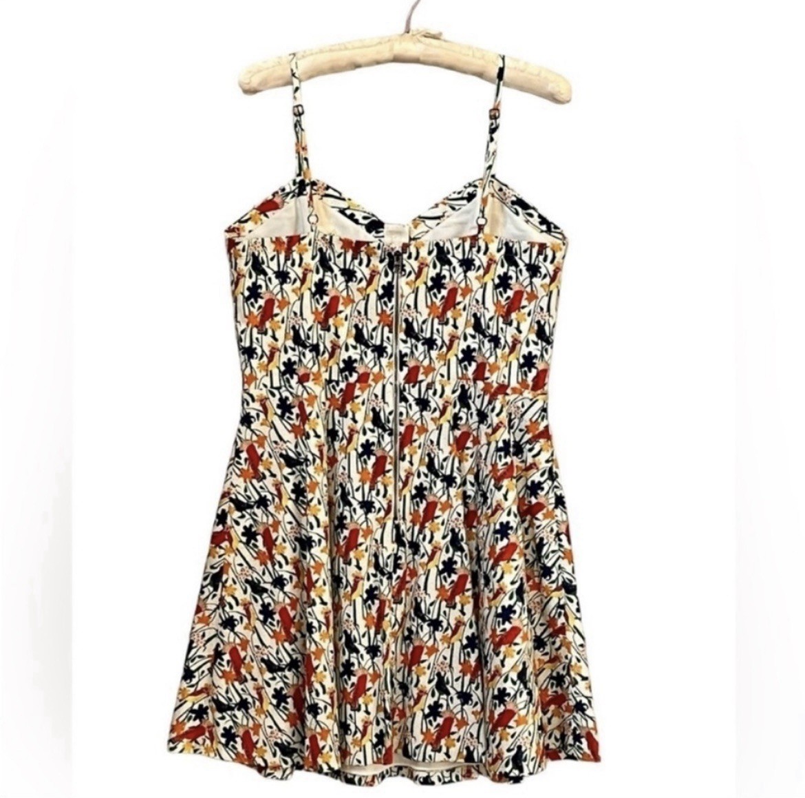 Alice + Olivia Nella Bird Print Dress 12 NWT Fit Flare Sweetheart Mini