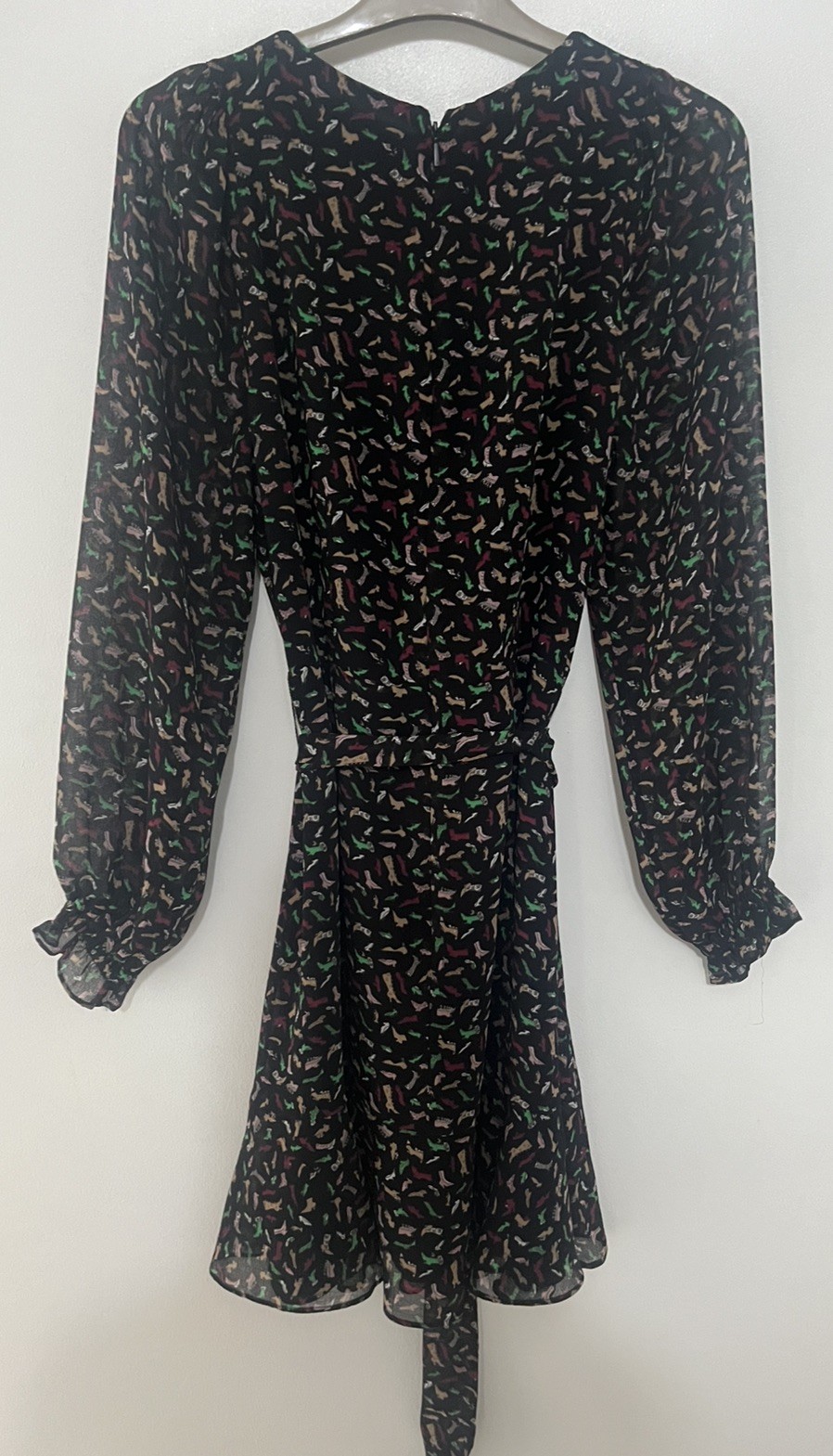 Whistles Black with multicoloured shoe Print Floaty short Dress Size 10