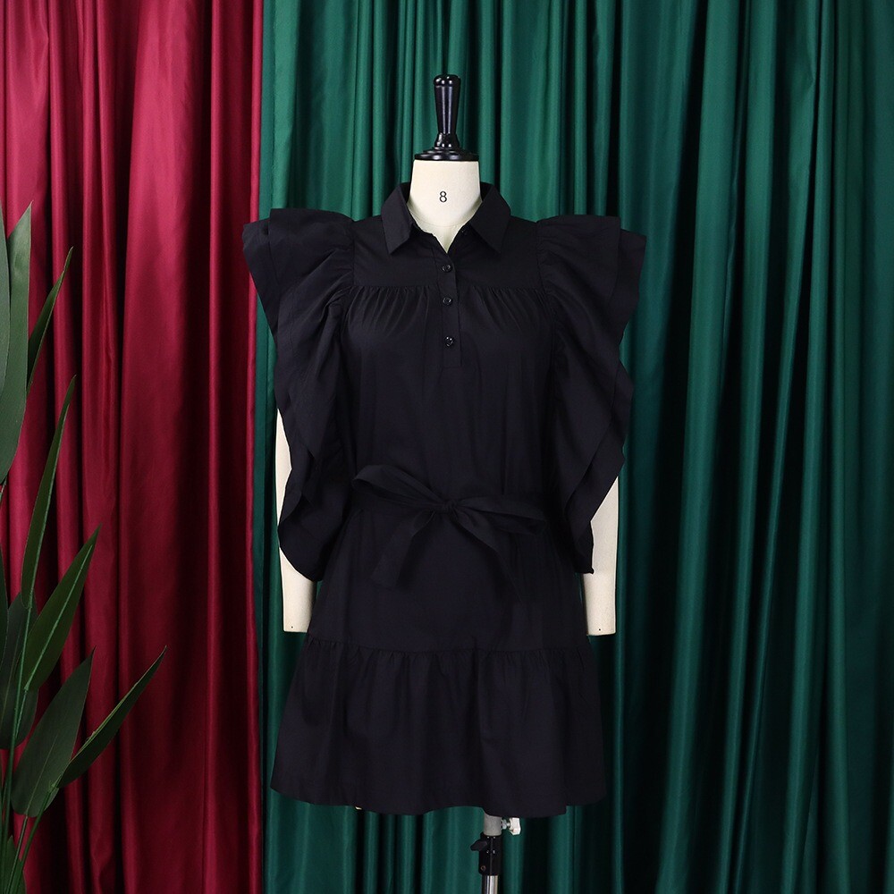 Womens Drawstring Ruffle Cap Sleeve A Line Dress Mini Dress Sundress Short Dress
