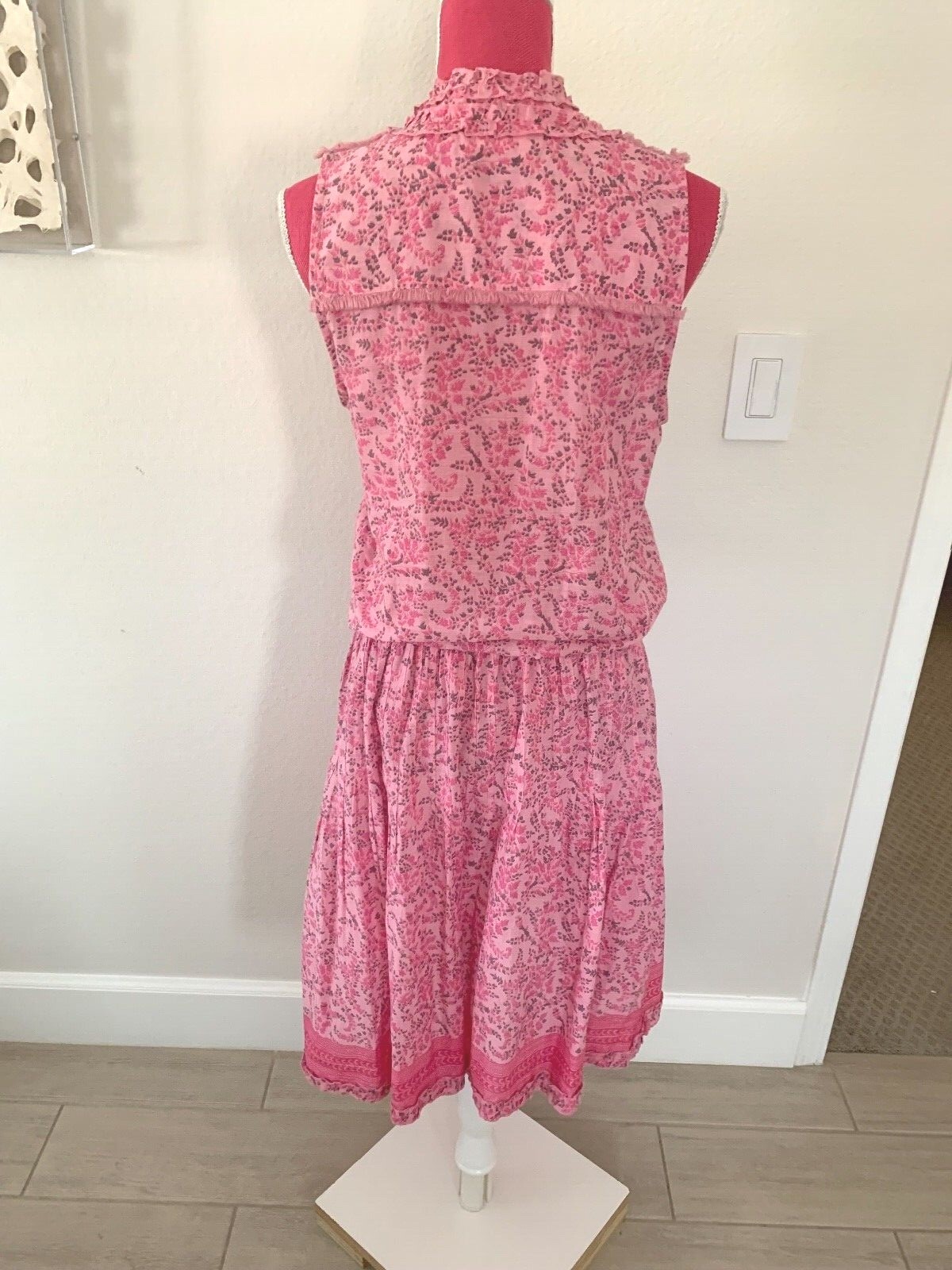 LOLA AUSTRALIA COTTON SUNDRESS MINI KNEE LENGTH PINK RARE XS DESIGNER