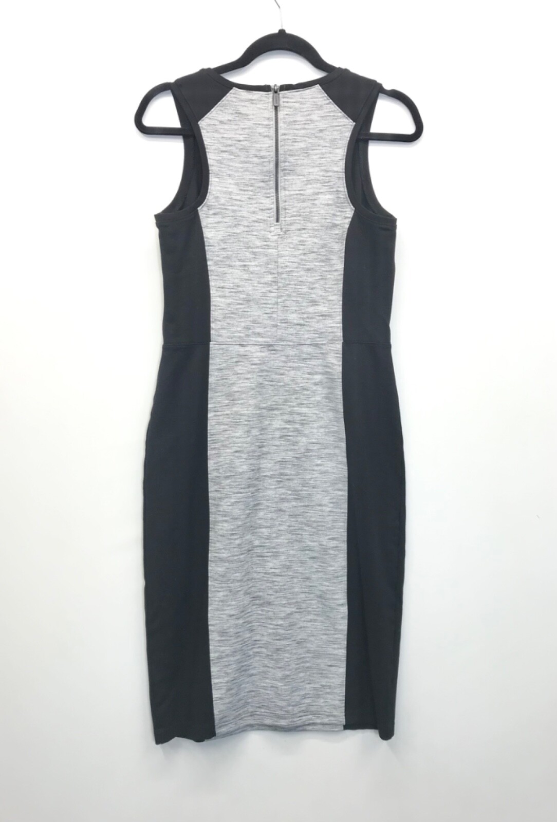 Athleta Black Heathered Gray Two Tone City Scape Ponte Knit Sheath Dress Small