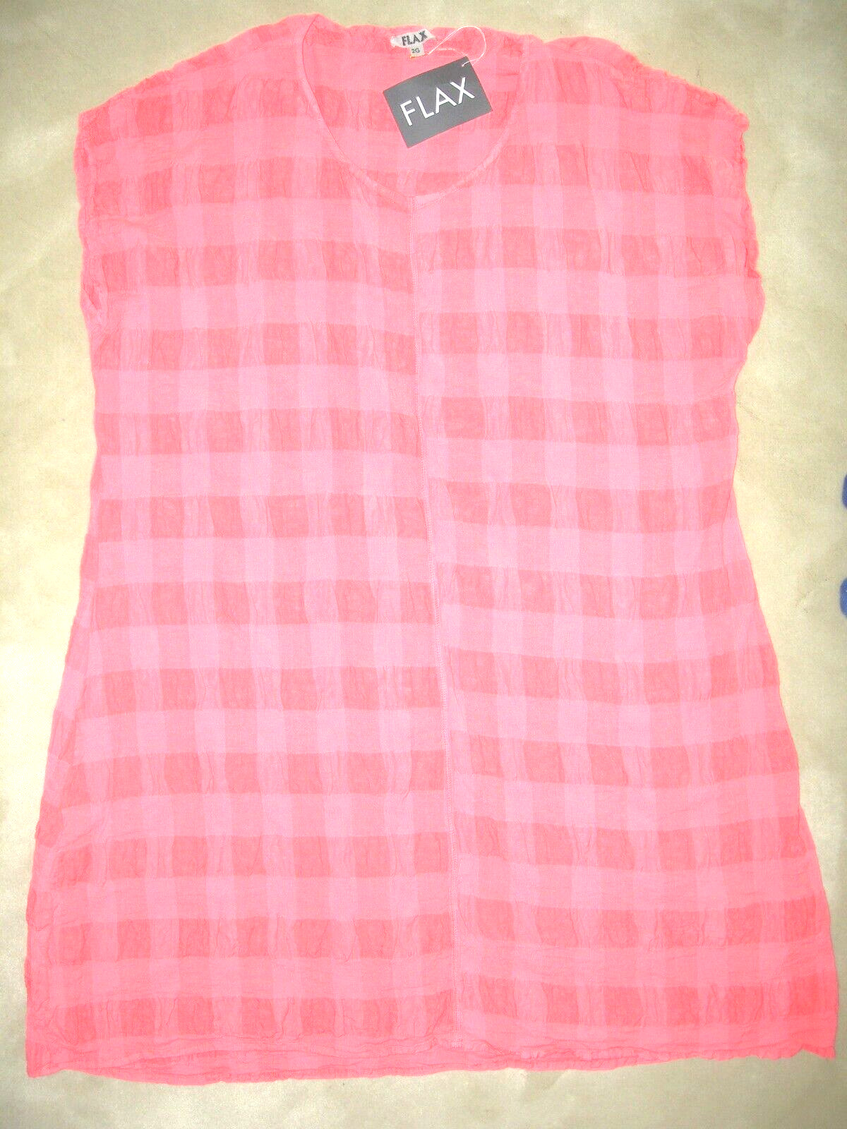 NWT FLAX Watermelon Pink Linen/Cotton Pucker Fabric Dress 2G Plus