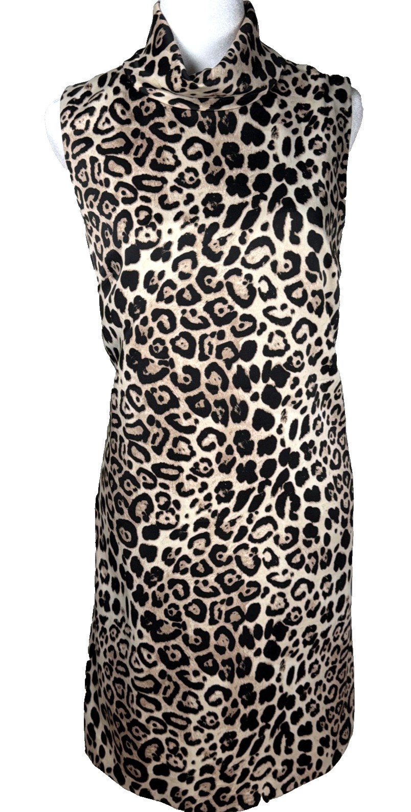 ALEX MARIE Leopard Print Sleeveless Funnel-Neck Invisible Zipper Dress Size 8