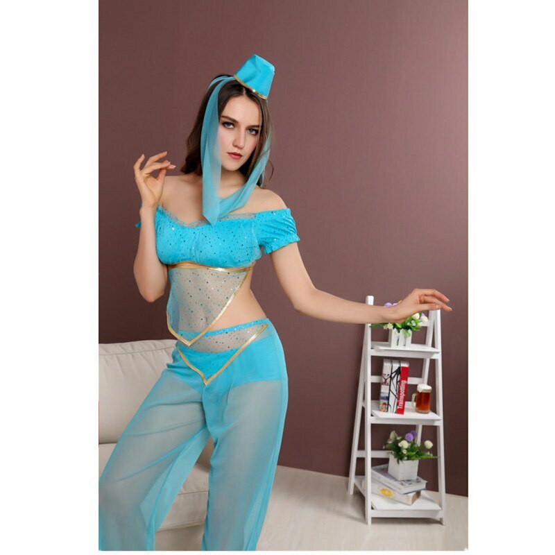 Aladdin Jasmin Princess Inspired Blue Arabian Floating Dress Cosplay Costume