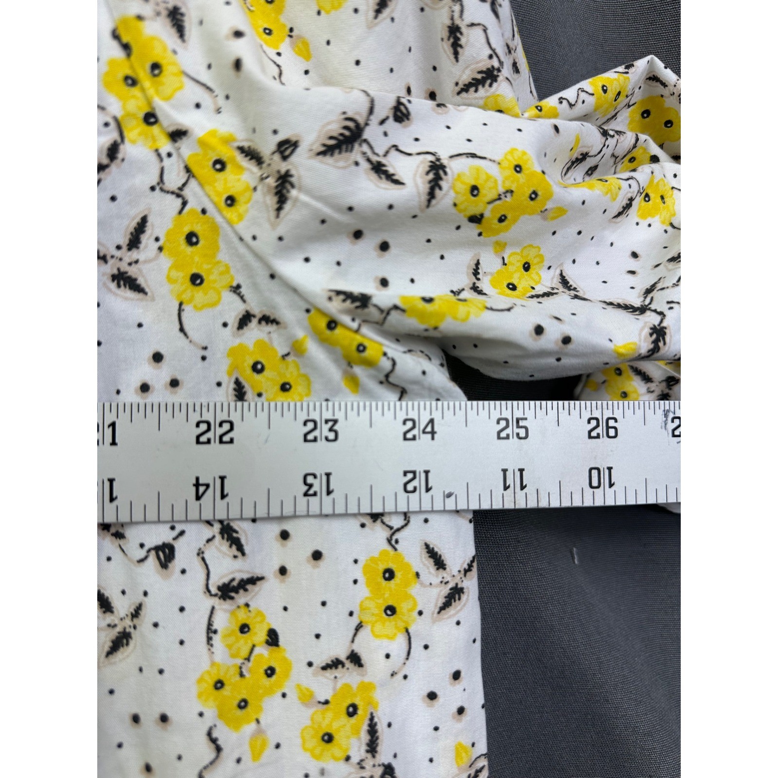 National 1X New Floral Polka Dot Snap Front Duster House Dress White Yellow 1952