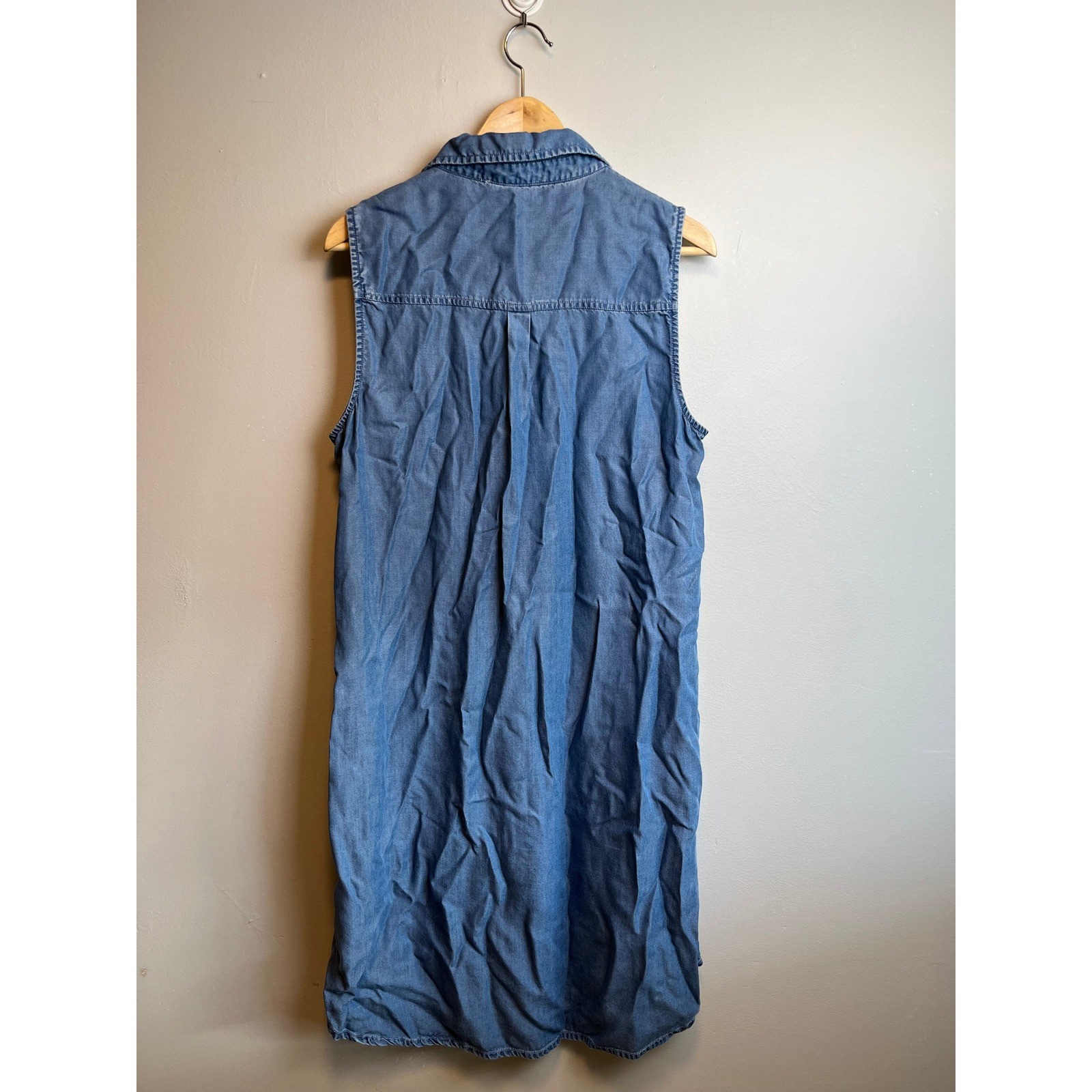 Beachlunchlounge Chambray Shift Dress Blue Lyocell L Modern Minimalist Boho Chic