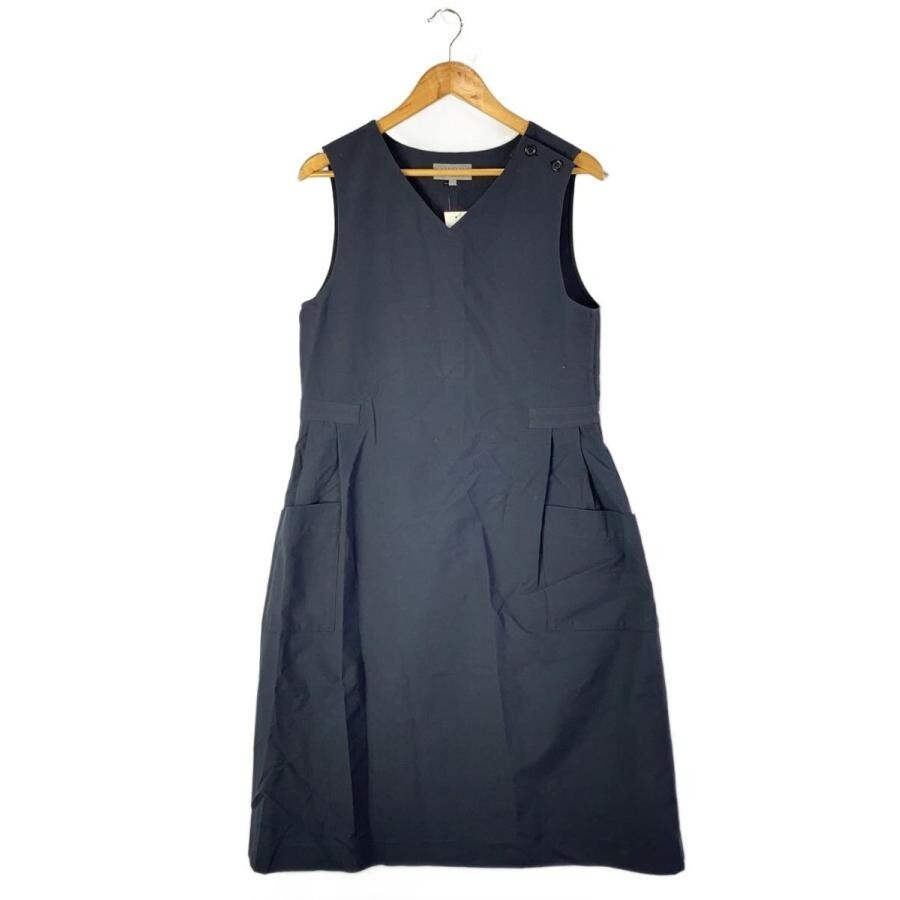 MARGARET HOWELL Navy Wool Cotton Sleeveless V Neck Dress Size 1 Japan