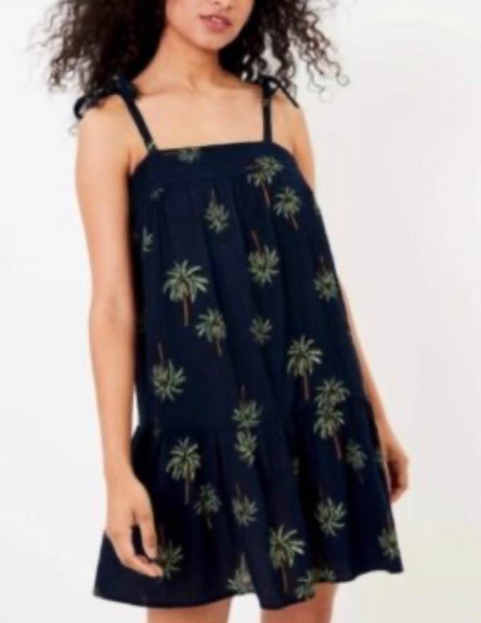 Women’s Loft Navy Beach Palm Tree Dress / Coverup (M)