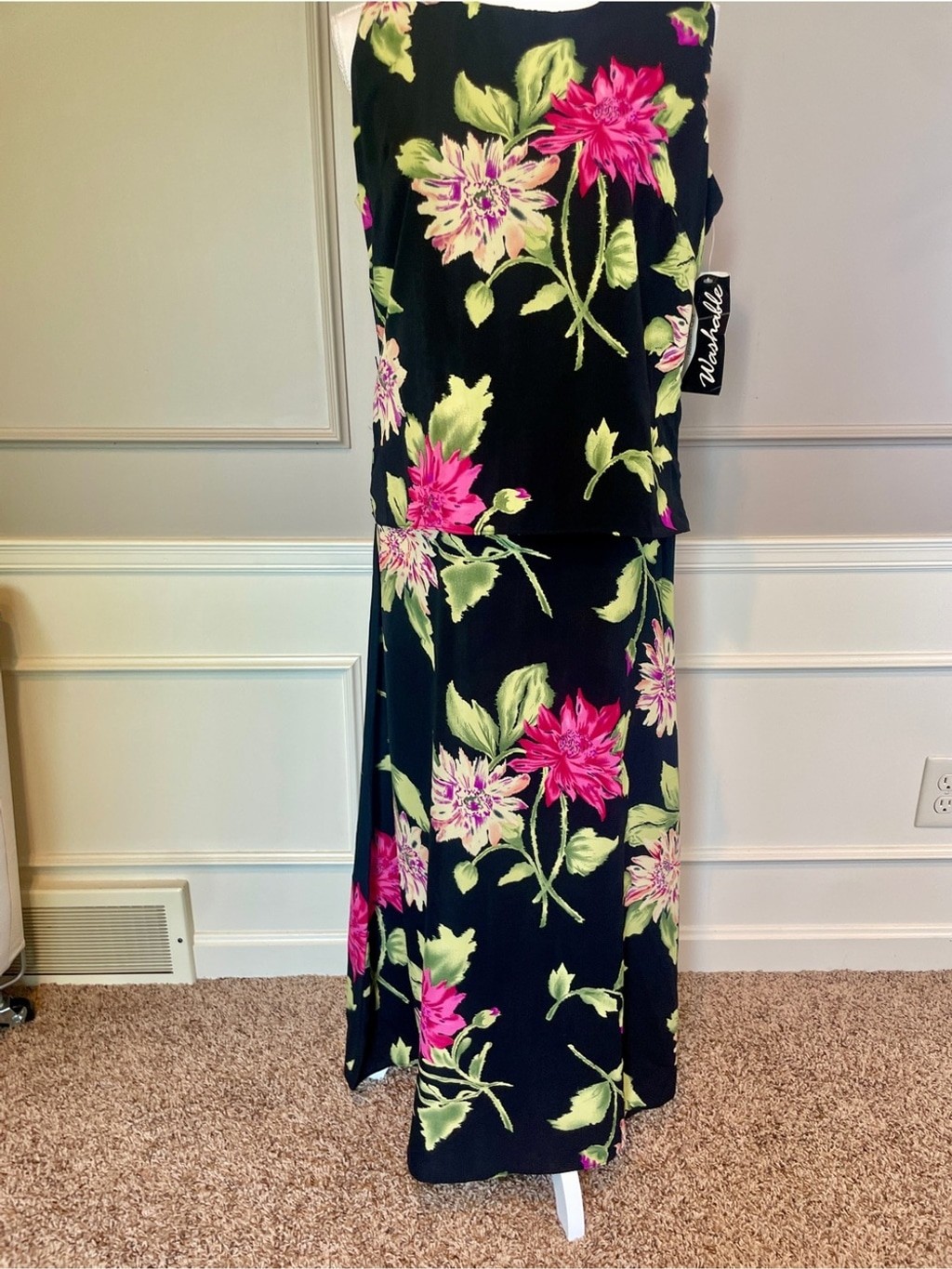 New Premier International Dress 90s Deadstock Large 14-16 Maxi Sleeveless Floral