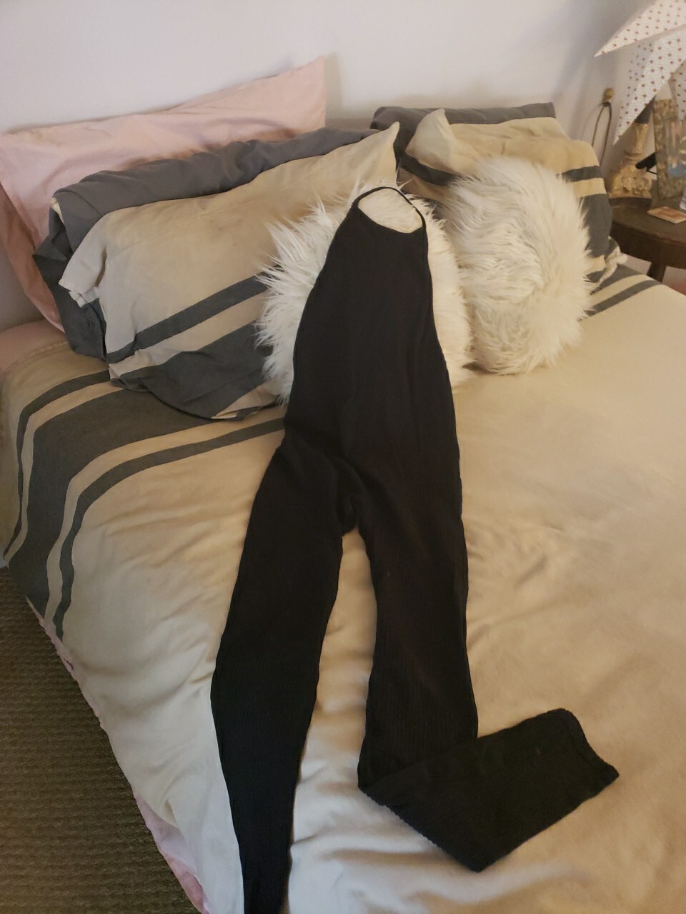 Black Ribbed Open Back Catsuit Forever 21 Sz M
