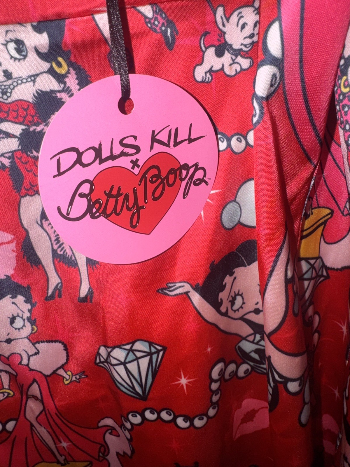 Dollskill Betty Boop Lover Catch A Kitten Satin Dress Limited Edition M NWT