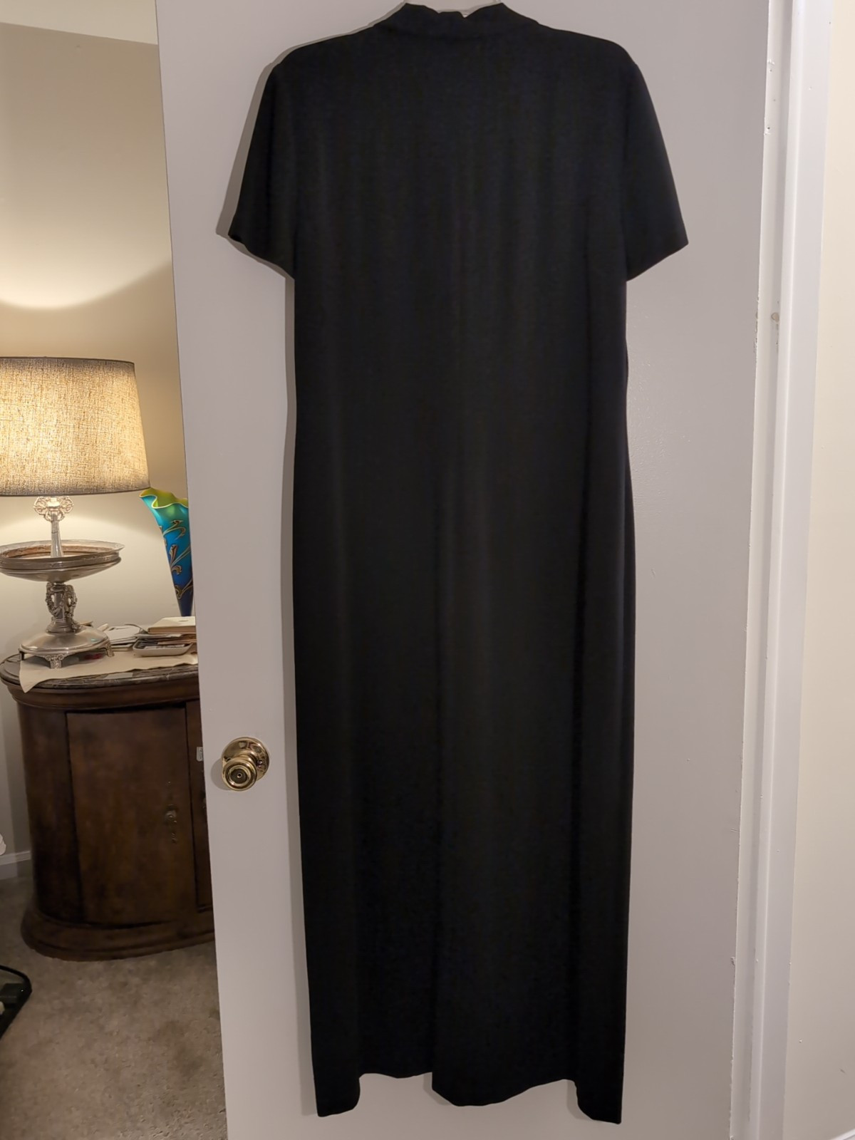 Ellen Tracy Black Size 12 Button Down Maxi Dress Crepe Korea VTG Linda Allard