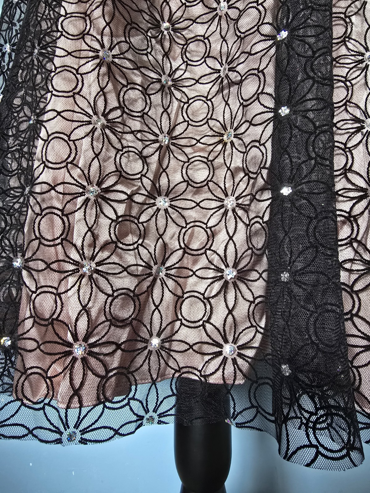 Adrianna Papell Botique Mesh Sequins Cocktail Black Strapless Dress 14