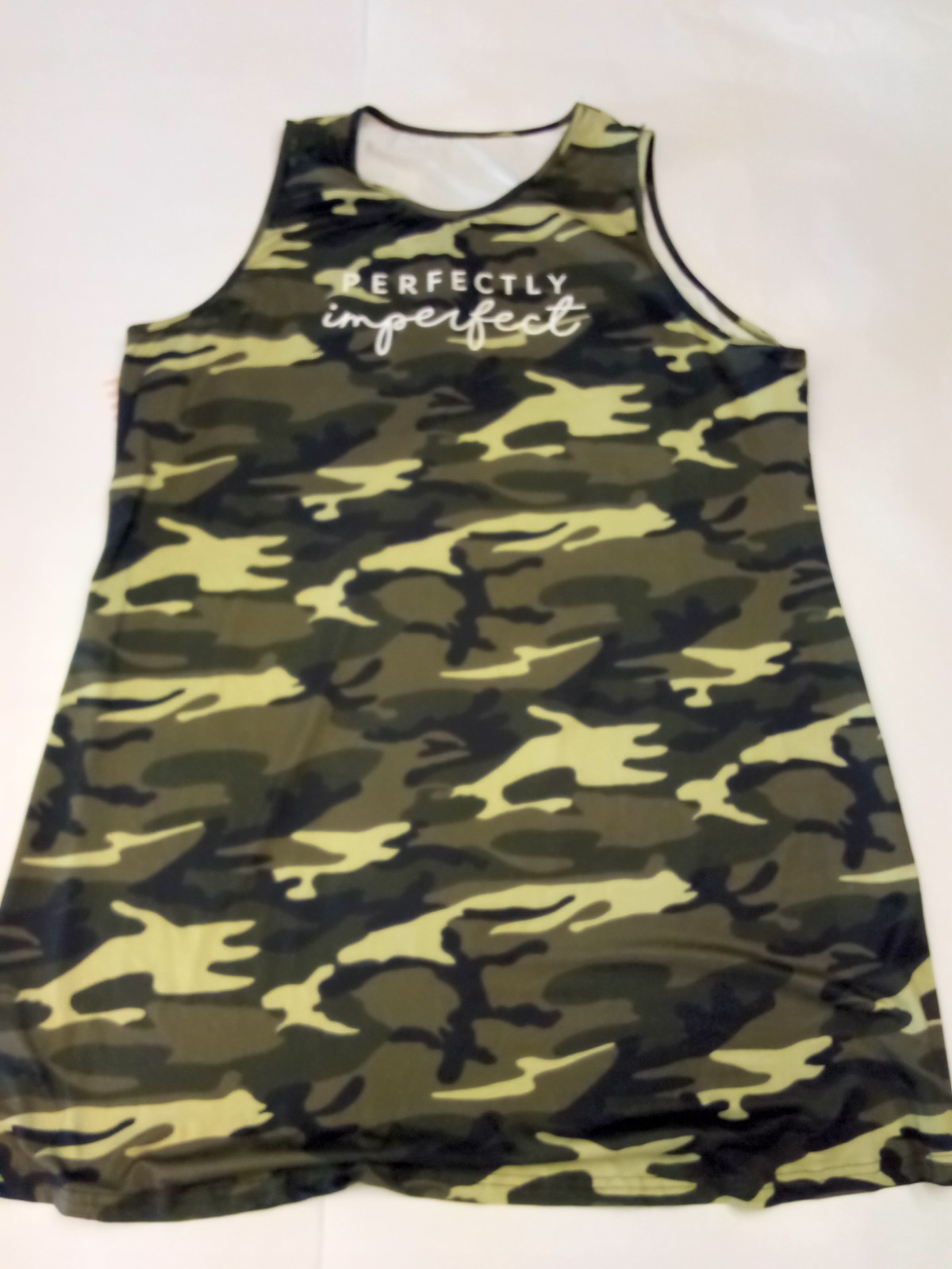 New Women’s Plus Size Green Camo & Letter Print Tank Casual Sleeveless Dress