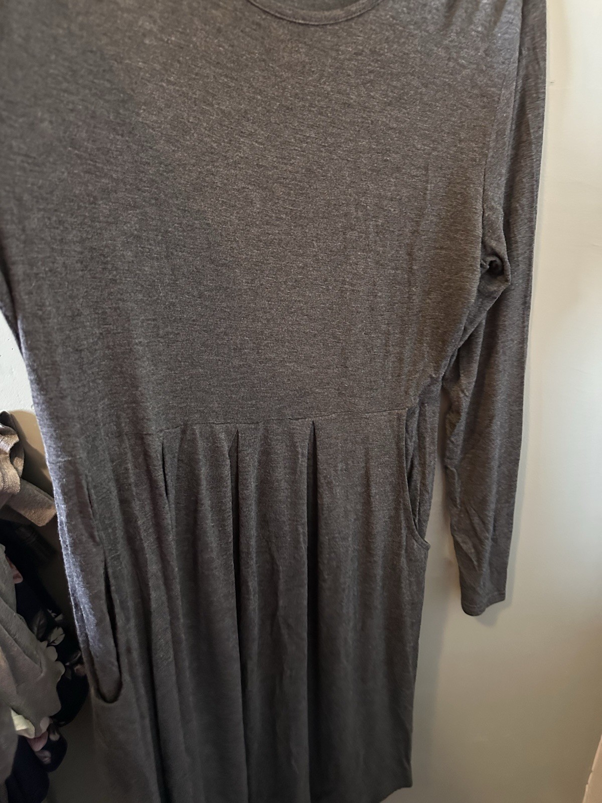 Korsis Gray Knit Pleated Fit & Flare Scoop Neck Long Sleeve Dress 2XL